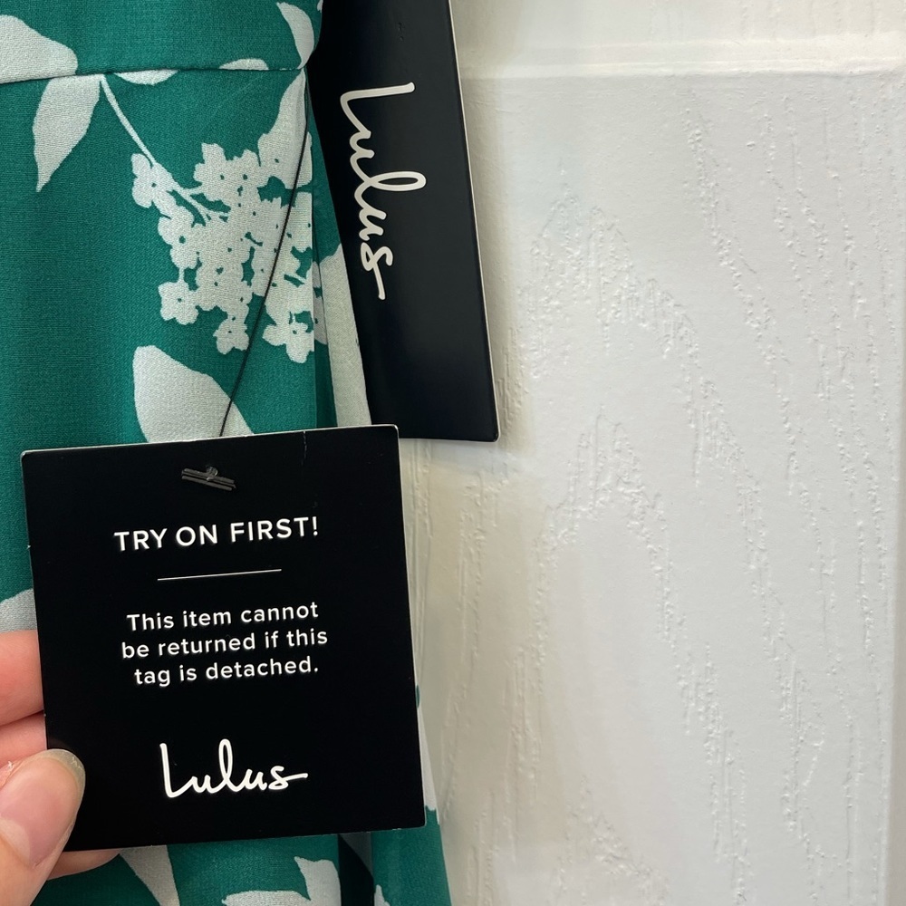 Lulus Dark Green Floral Ruffle Strapless Midi Dress Size M - Picture 4 of 6